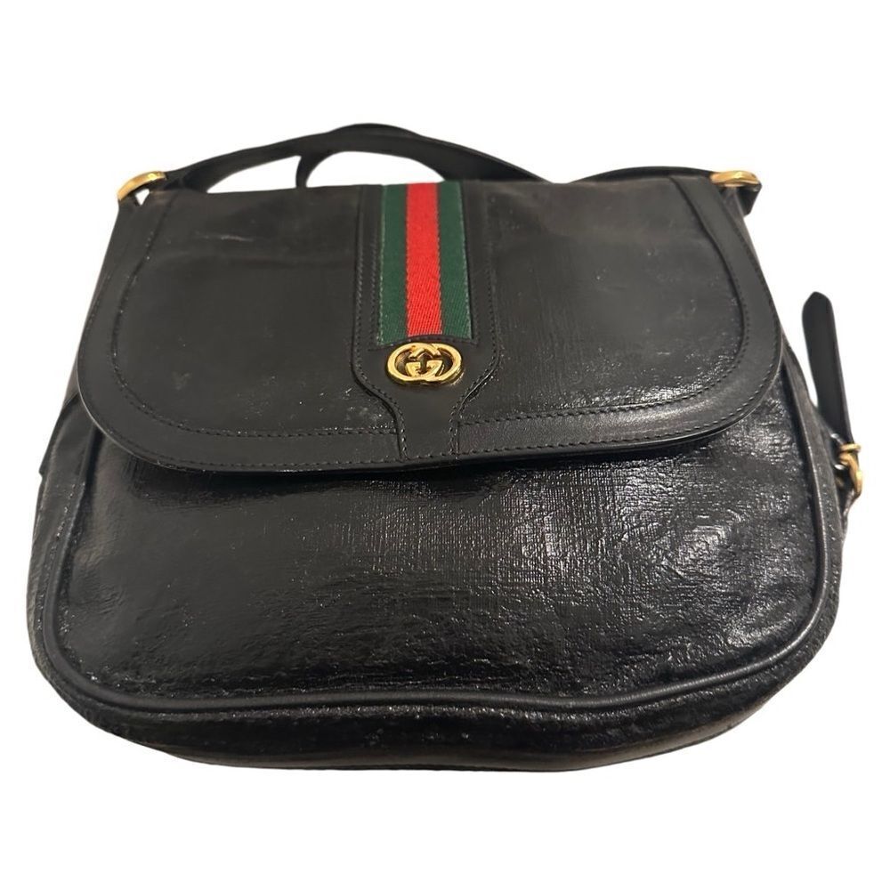 Gucci black web gg gold logo cross body bag - Picture 4 of 16
